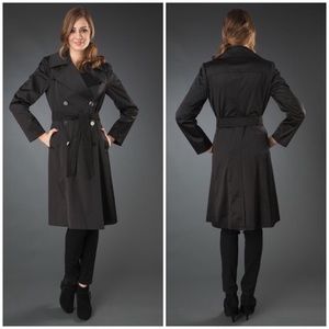 Tahari Belted Trench Coat Satin Finish Gorgeous XS